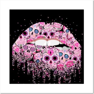 Sugar Skull Lips Women Posters and Art